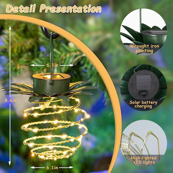 2 Pack Outdoor Solar Hanging Lantern Lights - Image 3