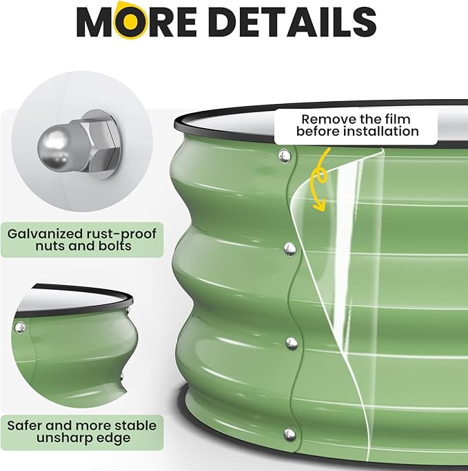 Galvanized Raised Garden Bed 2pcs 2x2x1 FT, Round Metal Raised Garden Bed - Image 3