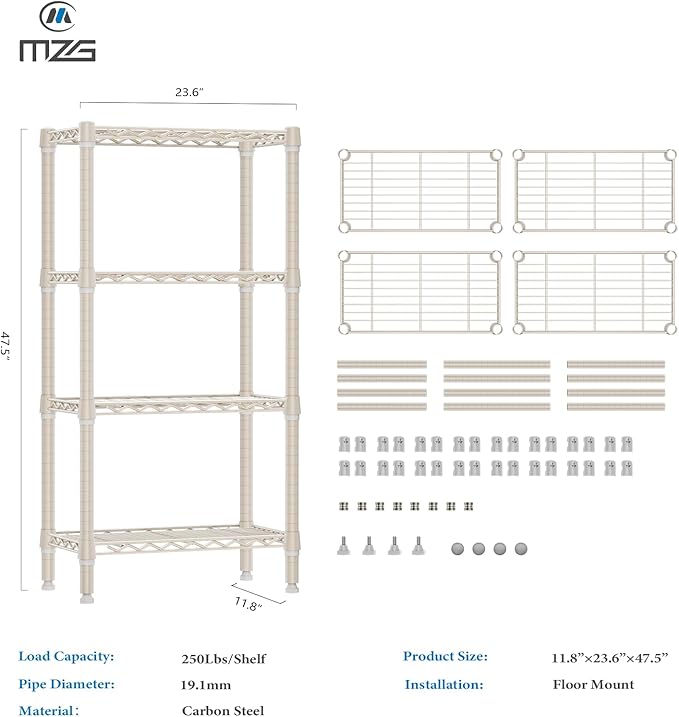 1000 lbs 4-Shelf Standing Storage Shelves Heavy Duty Metal Shelving Unit - Image 3