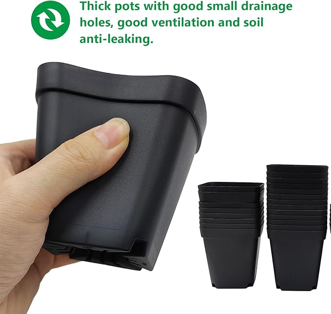 Square Nursery Pots 3" 120Pcs Deep Succulent Plastic Pots Small Flower Planter - Image 5