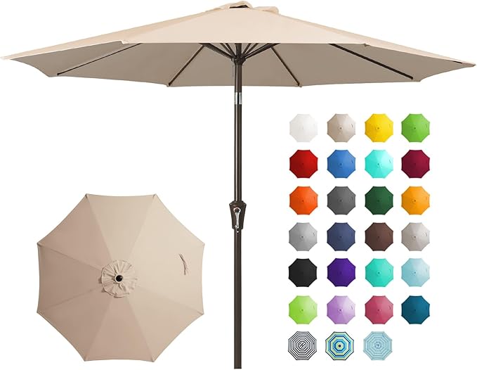 JEAREY 9FT Outdoor Patio Umbrella Outdoor Table Umbrella by JEAREYOutdoorsCollection