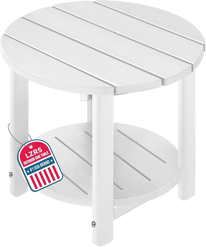 LZRS Round Adirondack Side Table Double End Table, Outdoor Side Tables by LZRSPET
