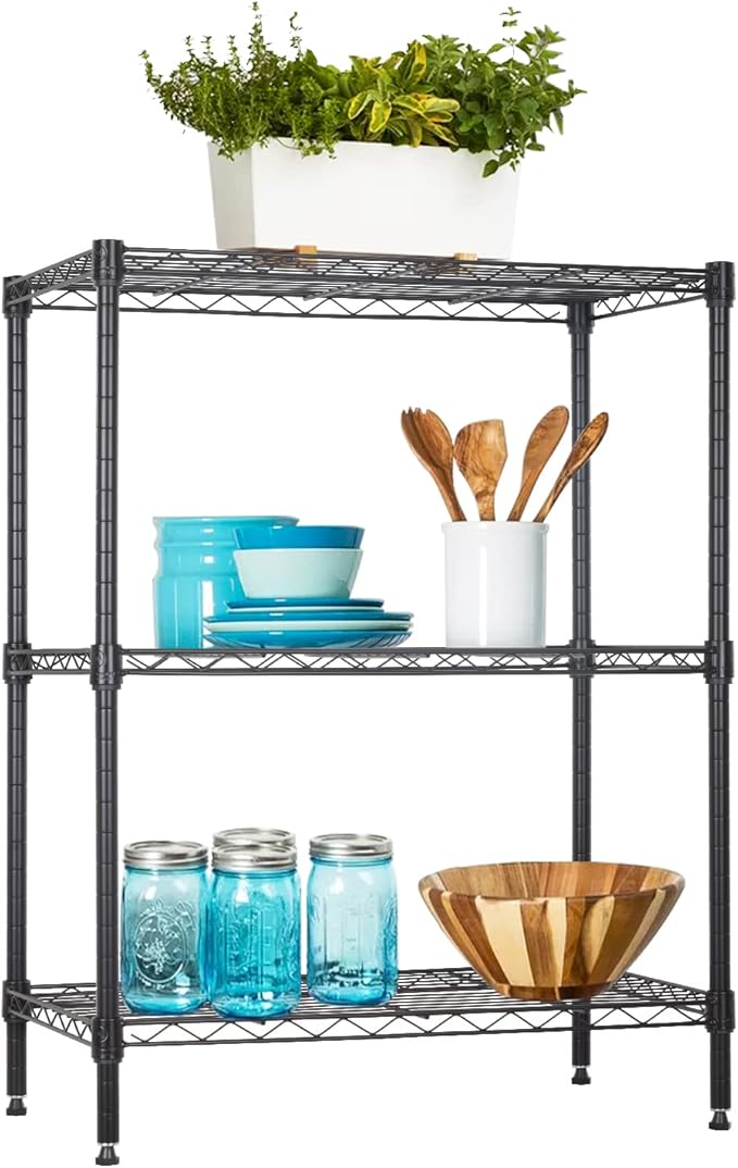 BestOffice 3-Shelf Adjustable Metal Storage Shelves Wire Shelving Unit by BestOffice