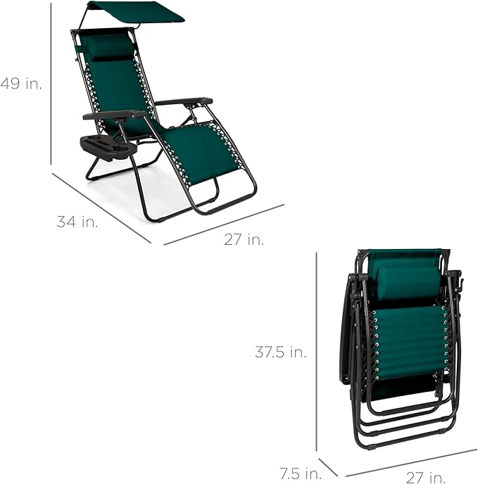 Best Choice Products Folding Zero Gravity Outdoor Recliner Patio Lounge Chair - Image 3