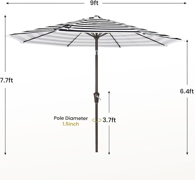 MEWAY 9ft Patio Umbrella Outdoor Table Umbrellas - Image 7