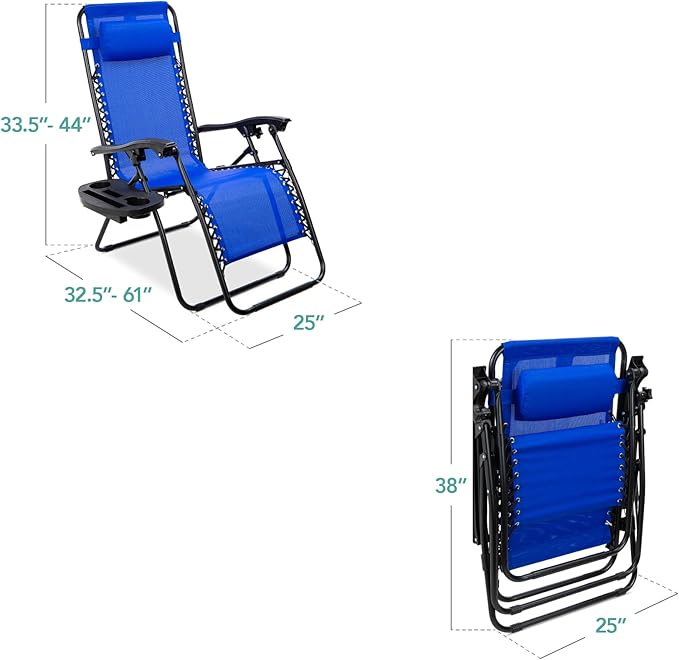 Best Choice Products Set of 2 Adjustable Steel Mesh Zero Gravity Lounge Chair - Image 2