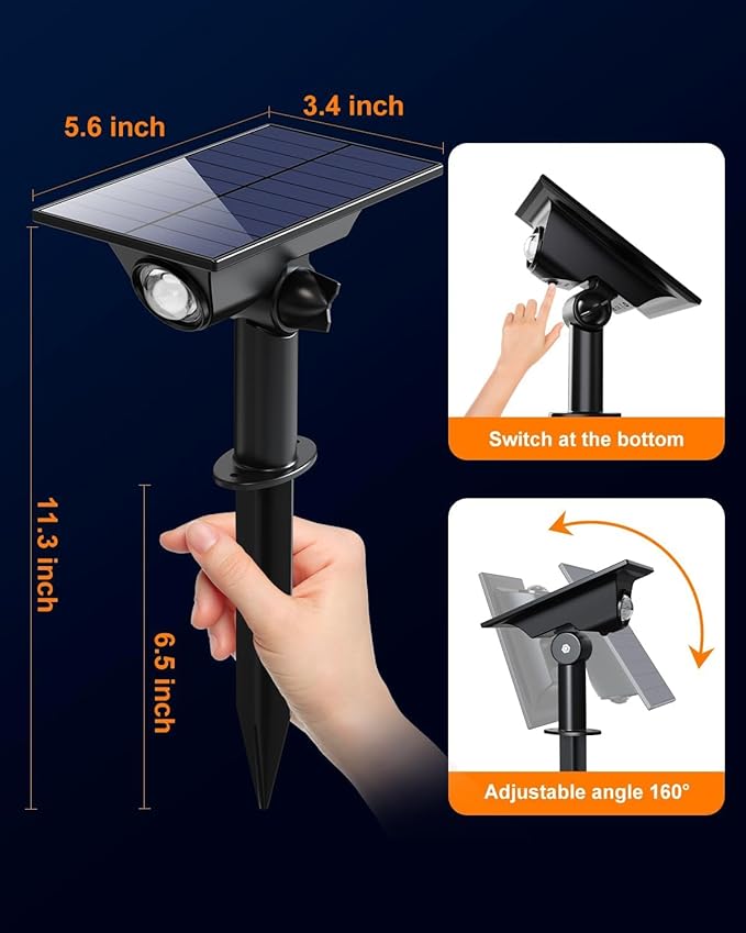 6 Pack Solar Power Spot Lights Outdoor Waterproof LED Dusk to Dawn Landscape - Image 8