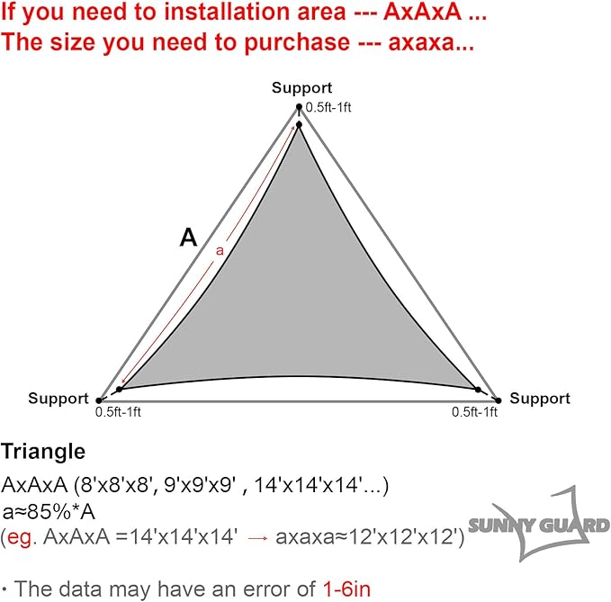 SUNNY GUARD Custom Size 13'x13'x13' Brown Sun Shade Sail Triangle UV Block Shade - Image 2