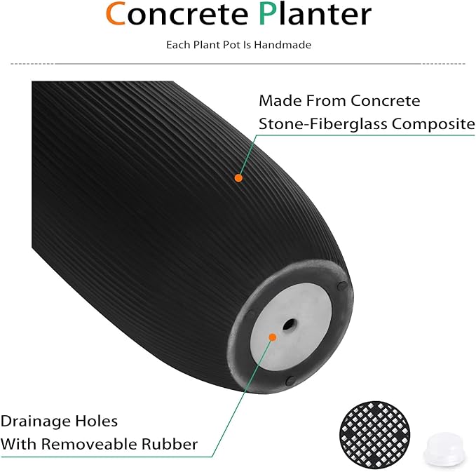 Tall Planters for Outdoor Plants, Large Concrete Flower Pots for Garden Front - Image 6