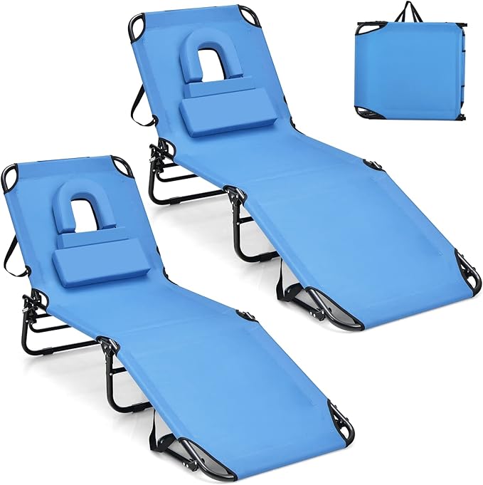 GYMAX Tanning Chair, 350lbs Beach Lounge Chair by GYMAX