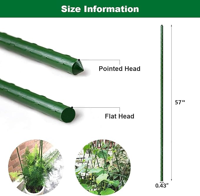 Garden Plant Stakes 57 Inch Tomato Stakes, 20 Pack Steel Plant Stick Support - Image 3