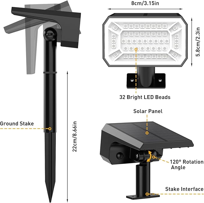 Solar Color Changing Spot Lights Outdoor Waterproof IP65, 2-in-1 Landscape - Image 7