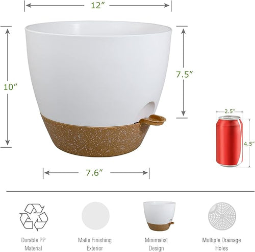 12 inch Large Self Watering Pots, Plastic Planters - Image 2