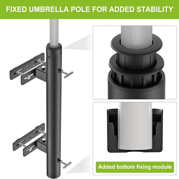 Heavy Duty Deck Railing Umbrella Holder, Adjustable Patio Umbrella Stand - Image 5