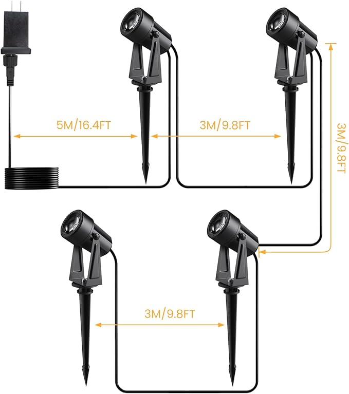 Low Voltage Landscape Lighting, 4 Pack Outdoor LED Landscape Spotlights - Image 3