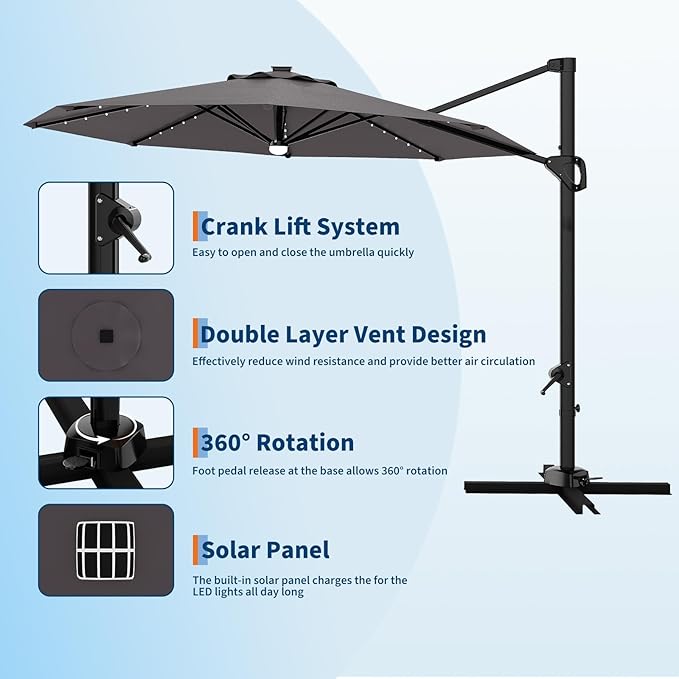 Garvee 10 ft Cantilever Patio Umbrella - Image 3