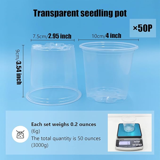 4" Clear Seeding Pots 50-Pack Round - Image 2