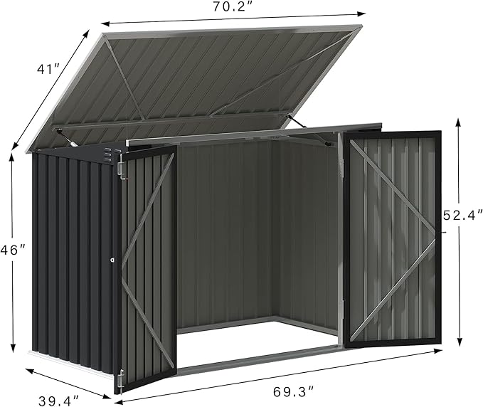 Devoko Outdoor Storage Shed 5.8 x 3.3 FT Metal Trash Shed Waterproof Outside - Image 8