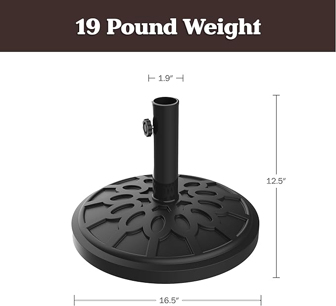 Umbrella Base - Heavy-Duty 19lbs Weighted Outdoor Stand - Image 7