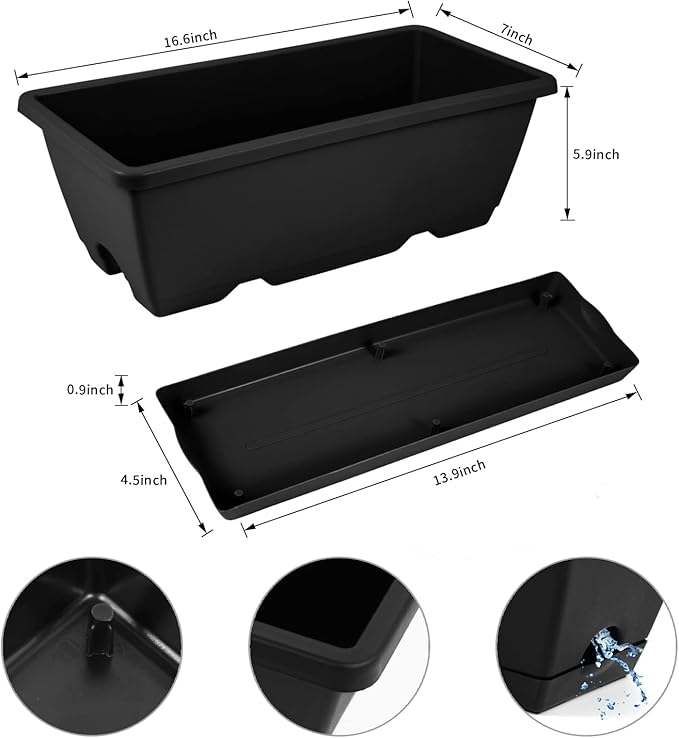 8pcs Window Box Planter, 17 Inches Flower Window Boxes, Rectangle Planters Box - Image 2