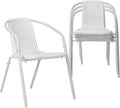 VINGLI PE Rattan Outdoor Dining Chairs Set of 4, Plastic Stackable Patio Chairs by VINGLI