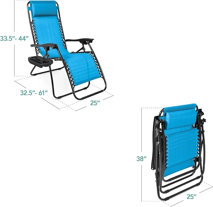 Best Choice Products Set of 2 Adjustable Steel Mesh Zero Gravity Lounge Chair - Image 2