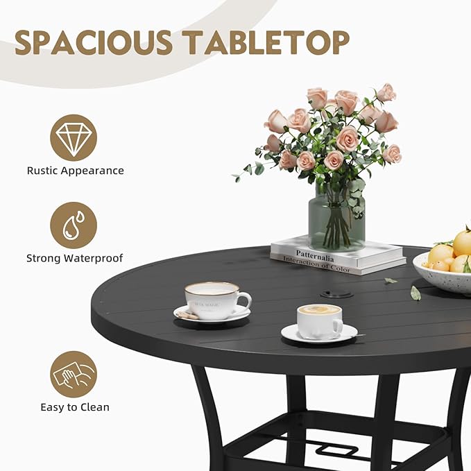 MELLCOM 42'' Round Outdoor Dining Table - Image 6