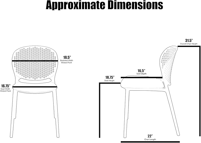 2xhome Set of 4 Patio Dining Chairs | Modern Stackable Outdoor Pool Side Chair - Image 3