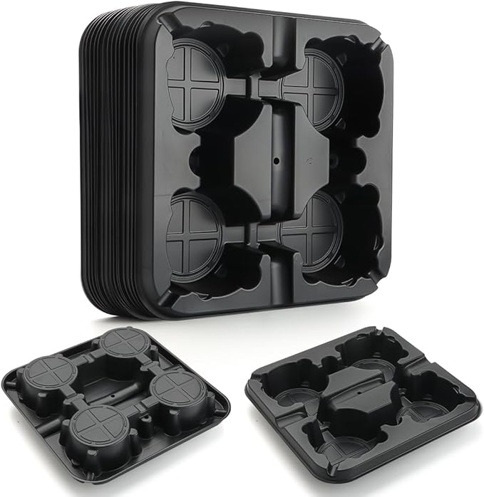 4 Cell Round Nursery Pot Trays for 5-6 Inch Pots, Thickened Sturdy Seedling Pot by RooTrimmer