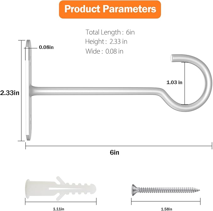 Metal Hanging Plant Hooks 6in 4Pack Decorative Wall Plant Hanger - Image 2