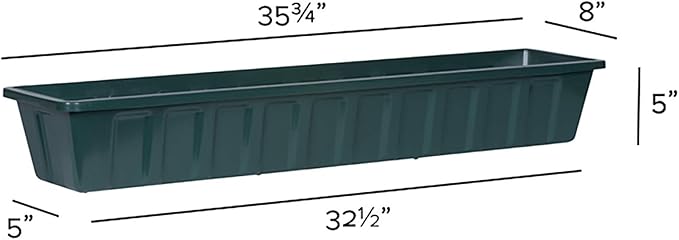 Root & Vessel Poly-Pro Plastic Flower Box Planter, Hunter Green - Image 3