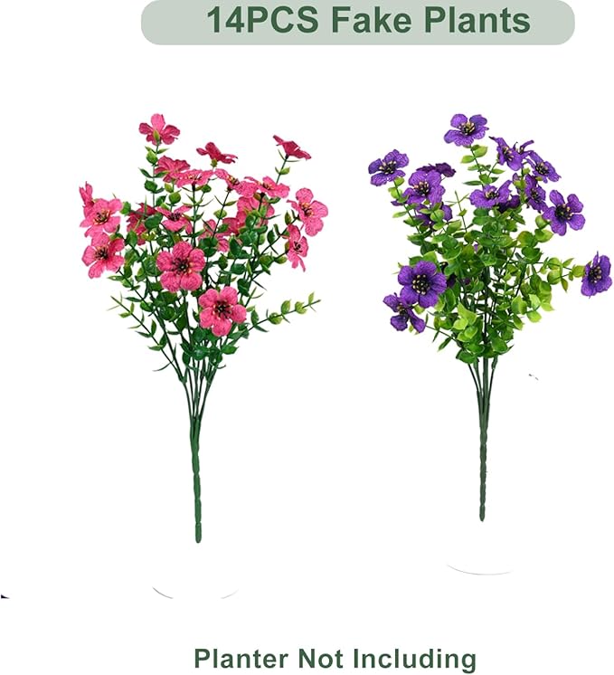 Artificial Flowers for Outdoor, UV Resistant Fake Silk Flowers, Realistic Faux - Image 3