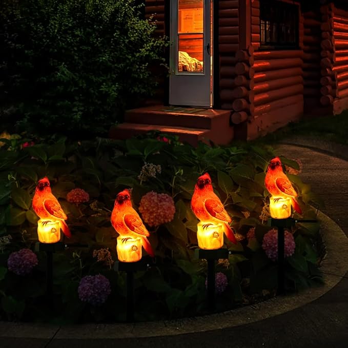 Cardinal Garden Decor Red Bird Figurine Memorial Solar Light Outdoor Stake - Image 4