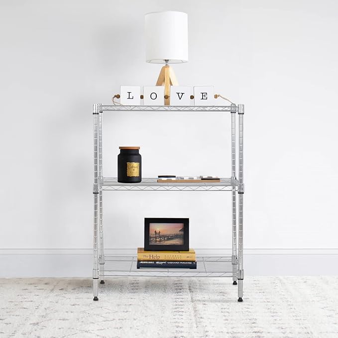 BestOffice 23Lx13.2Wx30.2H Adjustable Metal Storage Shelves 3-Tier Wire - Image 2