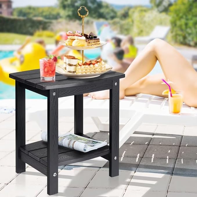 Y&M Outdoor Side Table, HIPS Adirondack Small Double Layer Table, Waterproof - Image 2