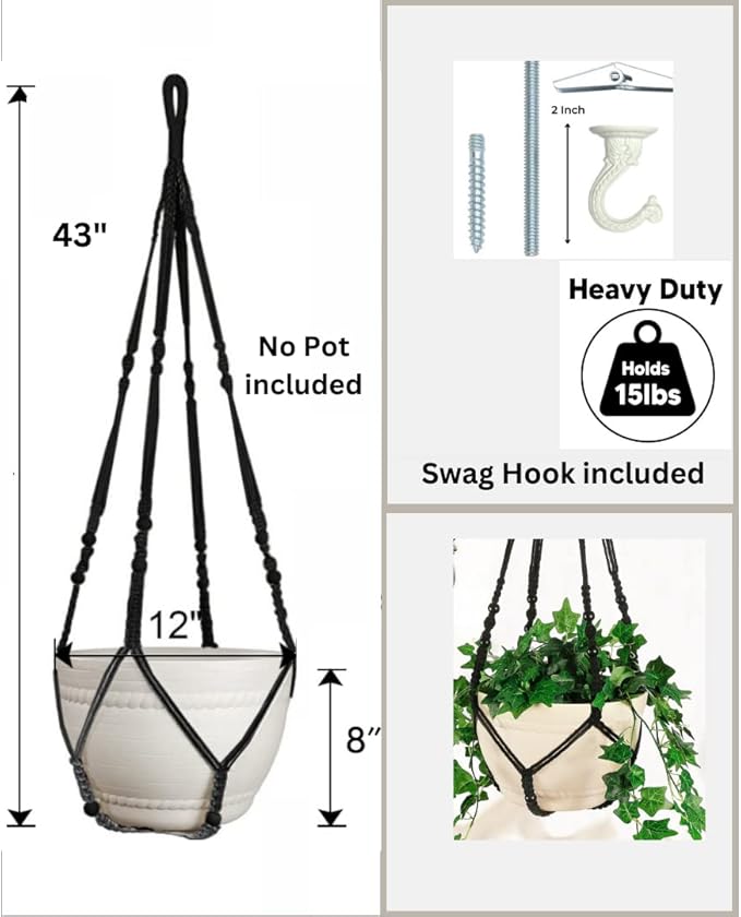 43 Inches Macrame Planter Hanger Large - Image 3
