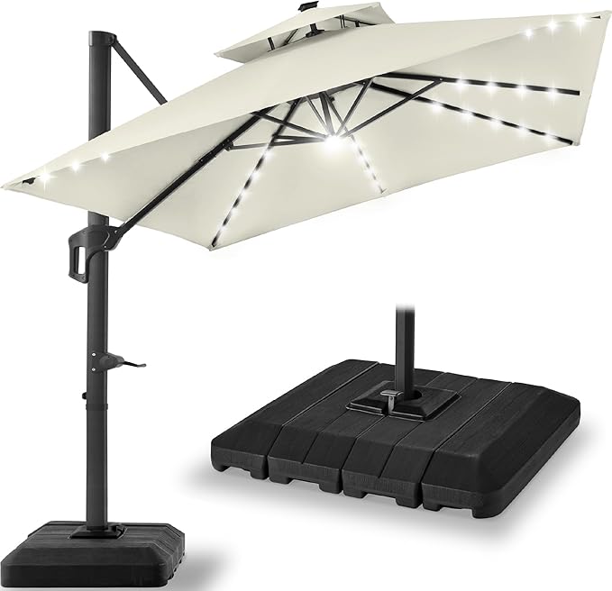 Best Choice Products 9x12ft LED Cantilever Patio Umbrella w/Base Included & by BestChoiceProducts