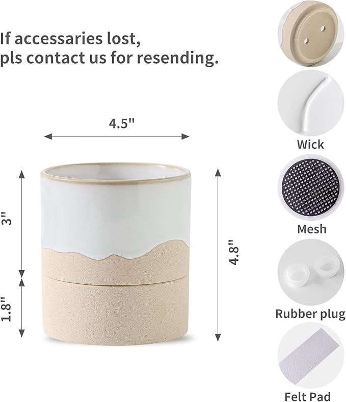 Nihow Self Watering Plant Pot: 4.5 Inch Ceramic Planter - Image 2