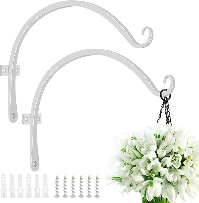 FEED GARDEN 2 Pack 12 Inch Hanging Plant Bracket Wall Hooks Decorative Plant - Image 7