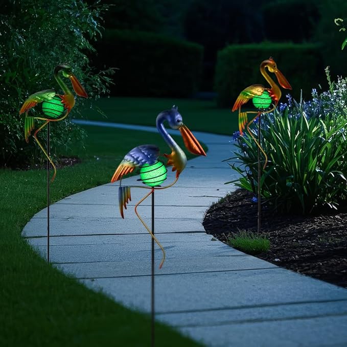 3Pcs Pelican Decorative Garden Stakes, 56.5''H Waterproof Glow in The Dark - Image 8