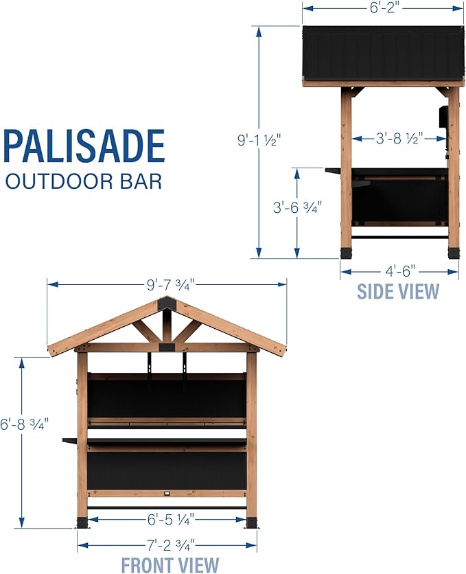 Backyard Discovery Palisade 9' x 6' Cedar Wood Outdoor Bar Set - Image 3