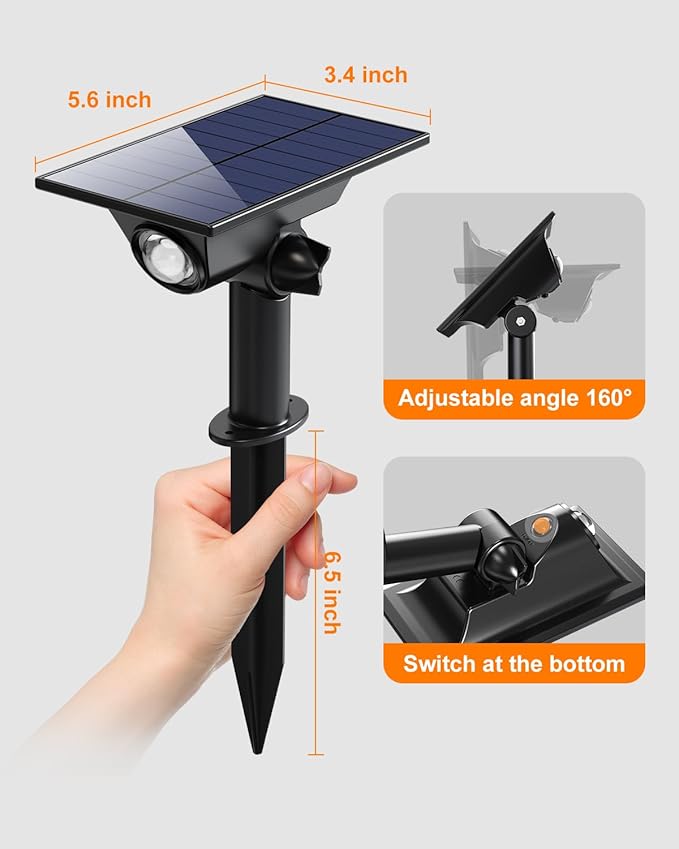 6 Pack Solar Power Spot Lights Outdoor Waterproof LED Dusk to Dawn Landscape - Image 8