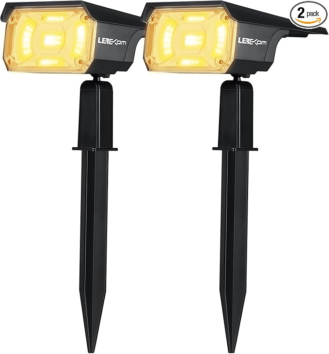 40 LEDs Spotlights, IP65 Waterproof Solar Powered Landscape Spotlights 2-in-1 by LEREKAM