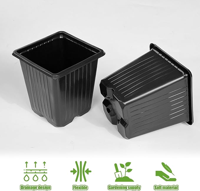Anyumocz 100Pcs Square Plant Nursery Pots, 3.5 Inch Plastic Pots - Image 5