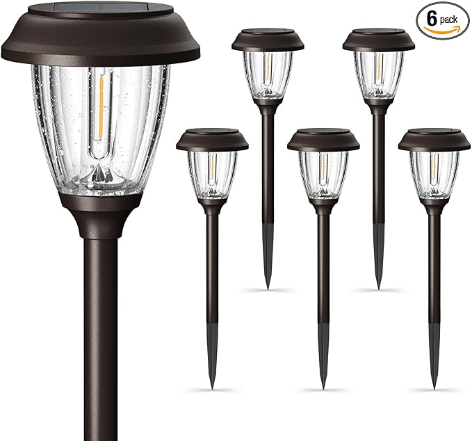 XMCOSY+ Solar Pathway Lights Outdoor, Glass & Stainless Steel Garden Lights by XMcosy