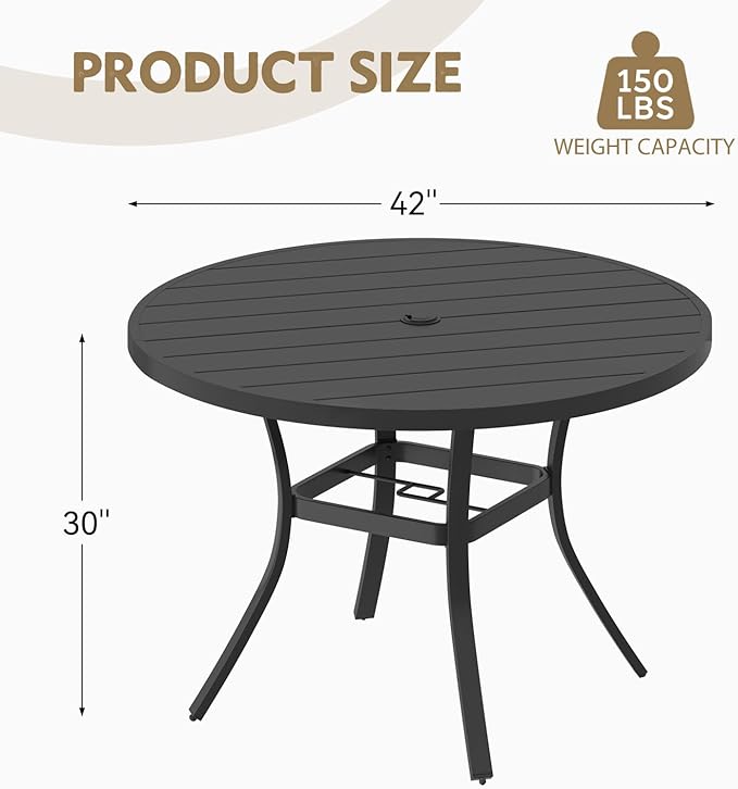MELLCOM 42'' Round Outdoor Dining Table - Image 2