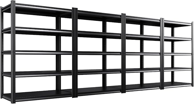 Set of 4 All Metal Garage Shelving-2050 lbs 5 Tier Storage Shelves, Adjustable by Unknown