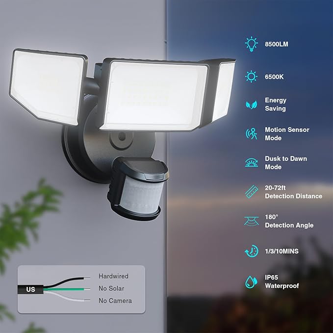 85W Motion Sensor Outdoor Light, 8500LM Ultra-Bright LED Security Light - Image 3