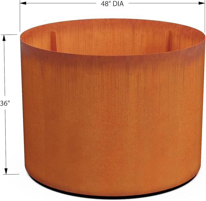 PLANTERCRAFT Corten Steel Metal Planter Box, Round Sizes, Modern Garden Steel - Image 5