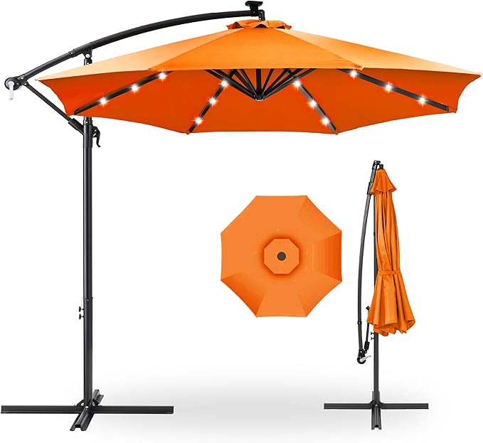 Best Choice Products 10ft Solar LED Offset Cantilever Hanging Market Patio by BestChoiceProducts